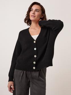 Celtic & Co. V-Neck Slouch Ribbed Cardigan - view 2, Black