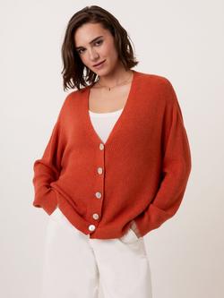 Celtic & Co. V-Neck Slouch Ribbed Cardigan - view 2, Burnt Orange