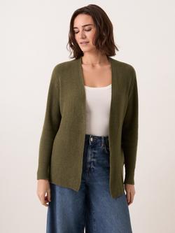 Celtic & Co. Open Neck Ribbed Longline Cardigan, Olive