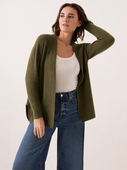 Celtic & Co. Open Neck Ribbed Longline Cardigan - view 2, Olive