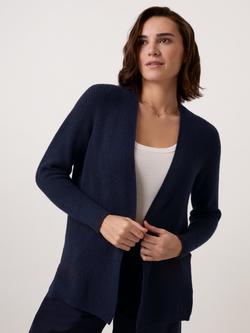 Celtic & Co. Open Neck Ribbed Longline Cardigan, Navy