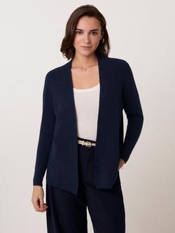 Celtic & Co. Open Neck Ribbed Longline Cardigan - view 2, Navy