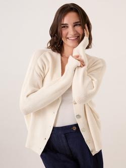 Celtic & Co. V-Neck Slouch Ribbed Cardigan, Ecru