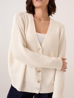 Celtic & Co. V-Neck Slouch Ribbed Cardigan - view 2, Ecru