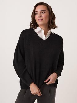 Celtic & Co. V-Neck Ribbed Jumper, Black, Black