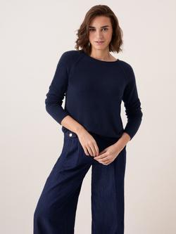 Celtic & Co. Crew Neck Roll Edge Jumper, Navy