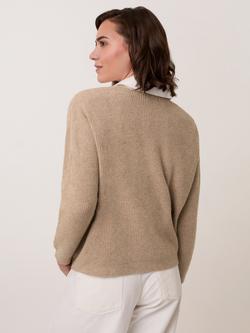 Celtic & Co. Ribbed V-Neck Jumper, Taupe - view 2, Taupe