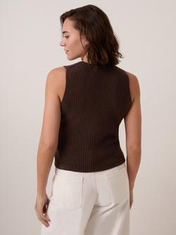 Celtic & Co. V-Neck Ribbed Tank Top, Chocolate - view 2, Chocolate