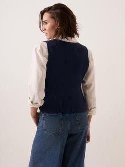 Celtic & Co. V-Neck Ribbed Tank Top, Navy - view 2, Navy