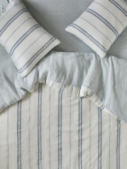 Piglet in Bed Farmhouse Stripe Linen Blend Bedding, Dusk Blue, Dusk Blue