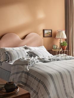 Piglet in Bed Farmhouse Stripe Linen Blend Bedding, Dusk Blue - view 2, Dusk Blue