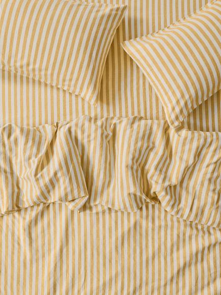 Piglet in Bed Pembroke Stripe Linen Blend Bedding, Honey/Cream