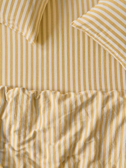 Piglet in Bed Pembroke Stripe Linen Blend Fitted Sheet, Honey