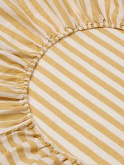 Piglet in Bed Pembroke Stripe Linen Blend Fitted Sheet - view 2, Honey