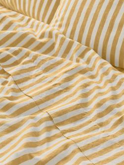 Piglet in Bed Pembroke Stripe Linen Blend Flat Sheet, Honey/Cream