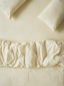 Piglet in Bed Slumber Stripe Cotton Fitted Sheet, Butter Yellow