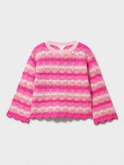 Crew Clothing Kids' Cotton Stripe Jumper, Multi Red, Multi Red
