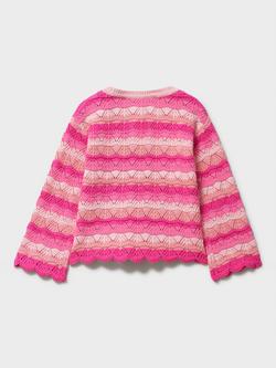 Crew Clothing Kids' Cotton Stripe Jumper, Multi Red - view 2, Multi Red