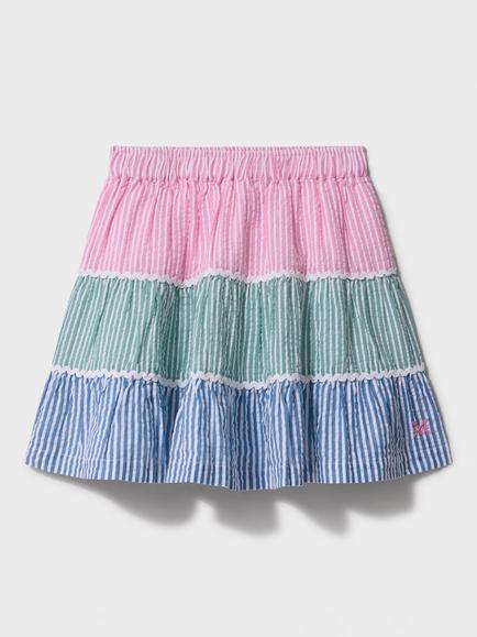 Crew Clothing Kids' Cotton Stripe Mini Skirt, Multi Green, Multi Green