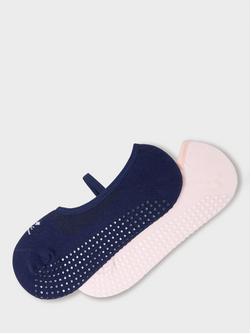 Crew Clothing Pilates Socks, Pack of 2, Navy/Pink, Navy/Pink