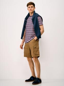 Crew Clothing Stripe Crew Neck Cotton T-Shirt, Navy Blue, Navy Blue