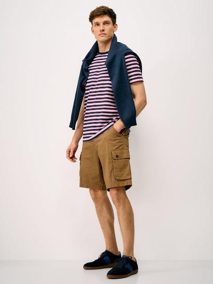 Crew Clothing Stripe Crew Neck Cotton T-Shirt, Navy Blue, Navy Blue
