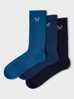 Crew Clothing Sports Socks, Pack of 3, Multi, Blue