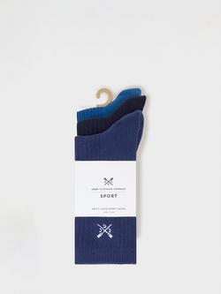 Crew Clothing Sports Socks, Pack of 3, Multi - view 2, Blue