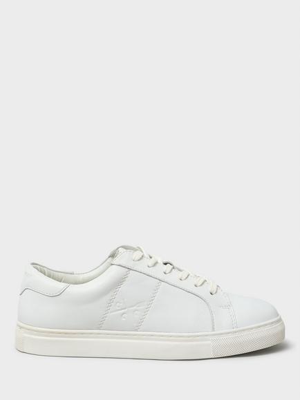 Crew Clothing Gigi Leather Trainers, White, White