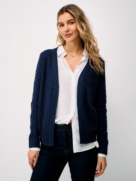 Crew Clothing Tali Textured Stitch Cardigan, Navy, Navy