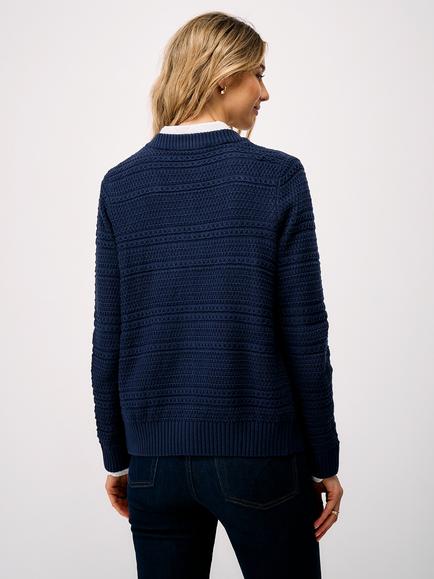Crew Clothing Tali Textured Stitch Cardigan, Navy - view 2, Navy