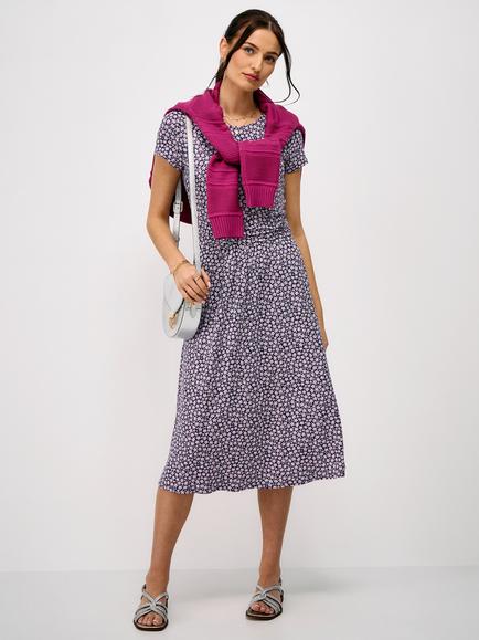 Crew Clothing Lucy Daisy Print Midi Dress containing LENZING™ ECOVERO™ Viscose, Multi, Multi