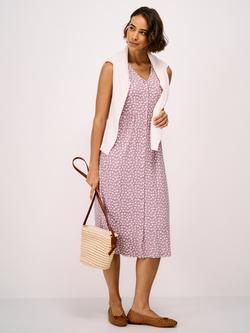 Crew Clothing Alyssa Floral Jersey Dress containing LENZING™ ECOVERO™ Viscose, Pink/Multi, Pink/Multi
