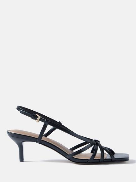 Mint Velvet Marcie Leather Knot Stiletto Heel Sandals, Black, Black