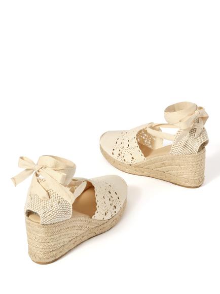 Mint Velvet Laura Wedge Heel Espadrille Sandals - view 2, Natural Cream