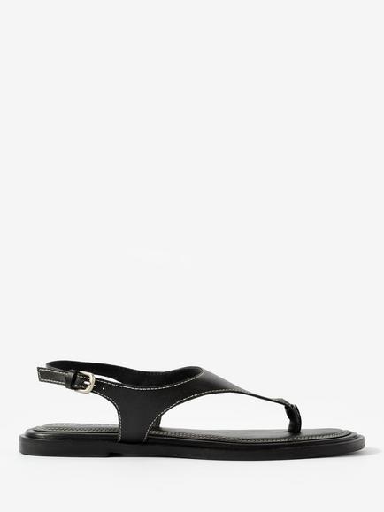 Mint Velvet Luna Leather Slingback Strappy Sandals, Black
