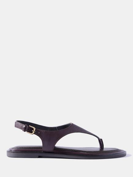 Mint Velvet Luna Leather Slingback Strappy Sandals, Burgundy