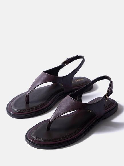 Mint Velvet Luna Leather Slingback Strappy Sandals - view 2, Burgundy
