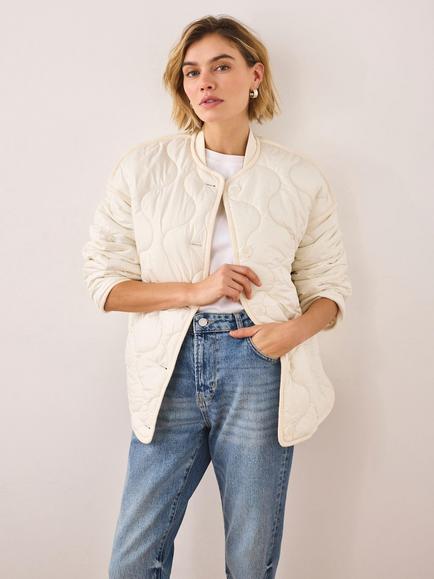 Mint Velvet Onion Quilted Coat, Natural Cream, Natural Cream