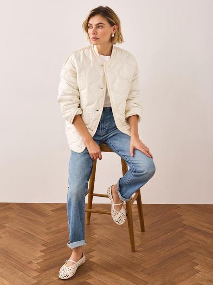 Mint Velvet Onion Quilted Coat, Natural Cream - view 2, Natural Cream