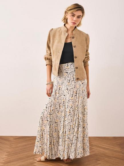 Mint Velvet Floral Print Maxi Skirt, Yellow/Black, Yellow/Black
