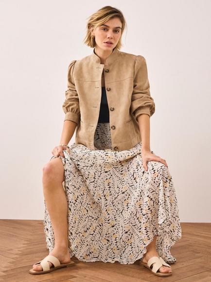 Mint Velvet Floral Print Maxi Skirt, Yellow/Black - view 2, Yellow/Black