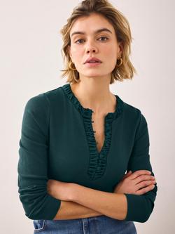 Mint Velvet Ruched Trim Long Sleeve Top, Teal, Teal