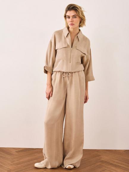 Mint Velvet Wide Leg Trousers, Natural, Natural