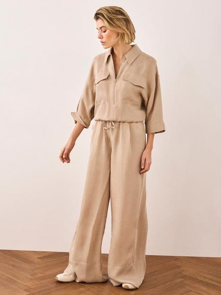Mint Velvet Wide Leg Trousers, Natural - view 2, Natural