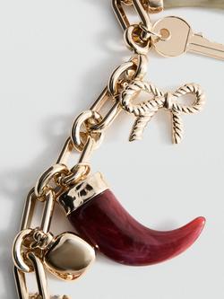 Mango Mixed Charms Keyring, Gold - view 2, Gold