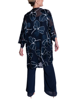 chesca Satin Devoree Kimono Jacket, Navy/White - view 2, Navy/White