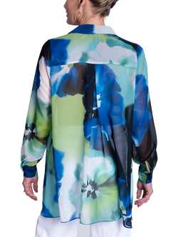 chesca Abstract Floral Shirt, Cobalt/Multi - view 2, Cobalt/Multi