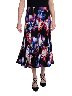 chesca Tulip Panelled Midi Skirt, Black/Multi, Black/Multi
