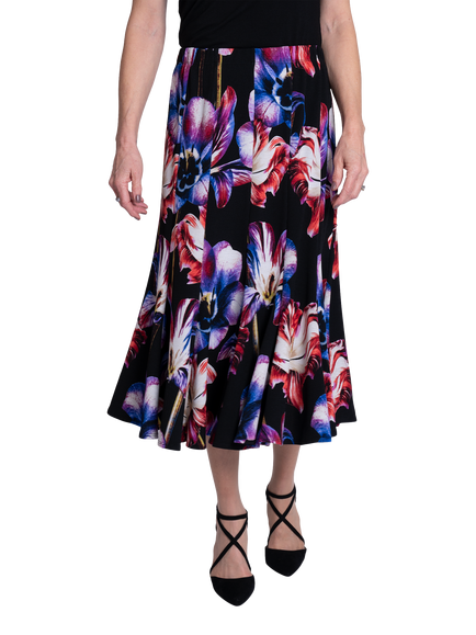chesca Tulip Panelled Midi Skirt, Black/Multi, Black/Multi